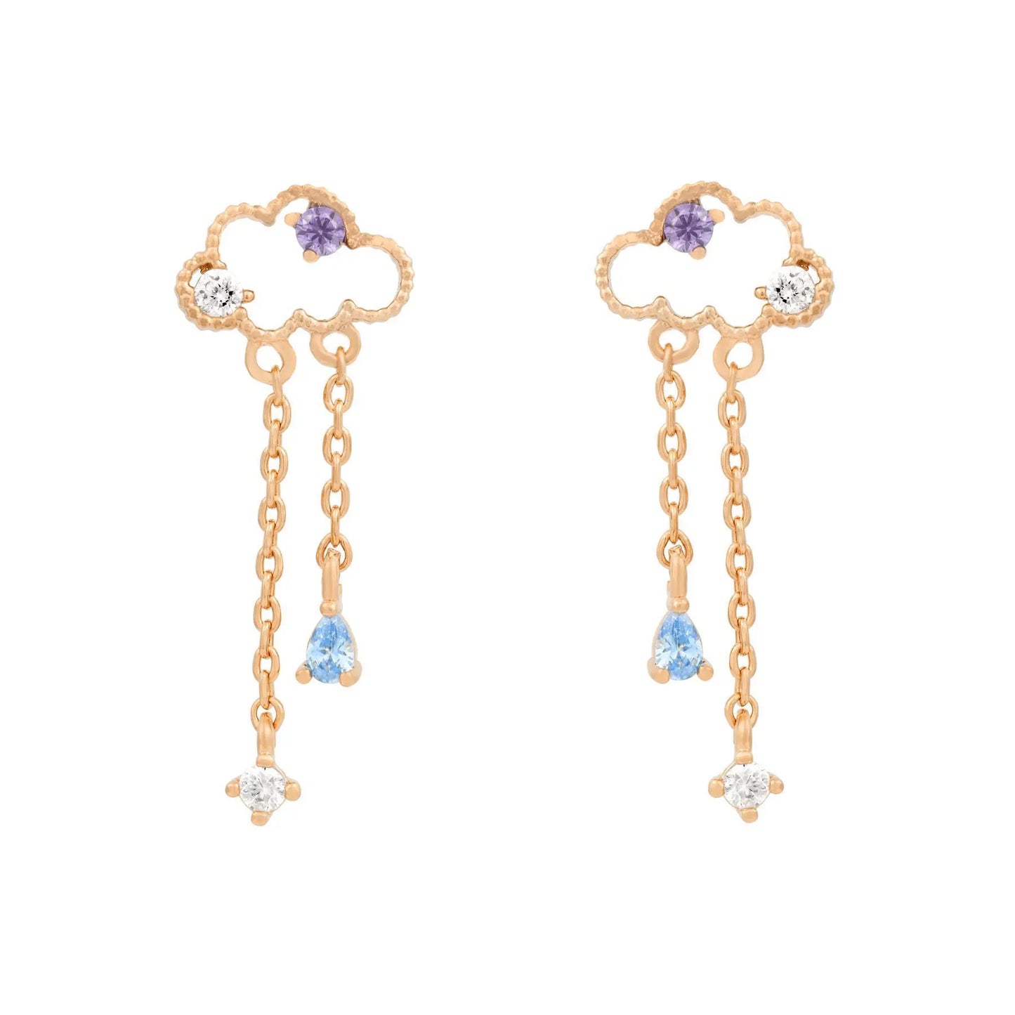 New Ins Inlaid Zircon Bear Cloud Earring Simple Cute Real Gold-plated Color Zircon Bear Earrings For Women Girls Fashion Jewelry