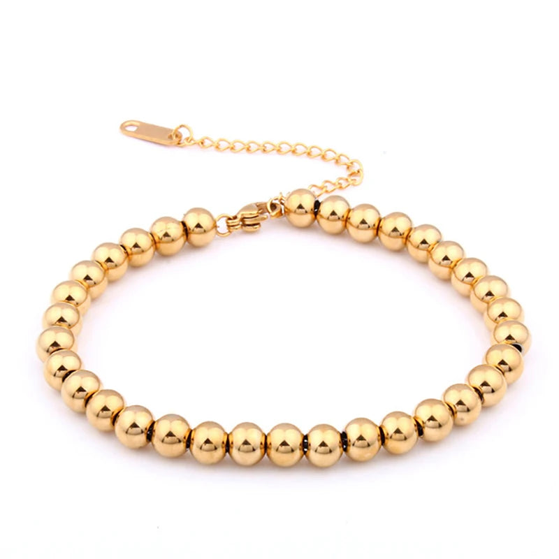 316L Stainless Steel Gold Silver Color Bead Chain Bracelets Jewelry