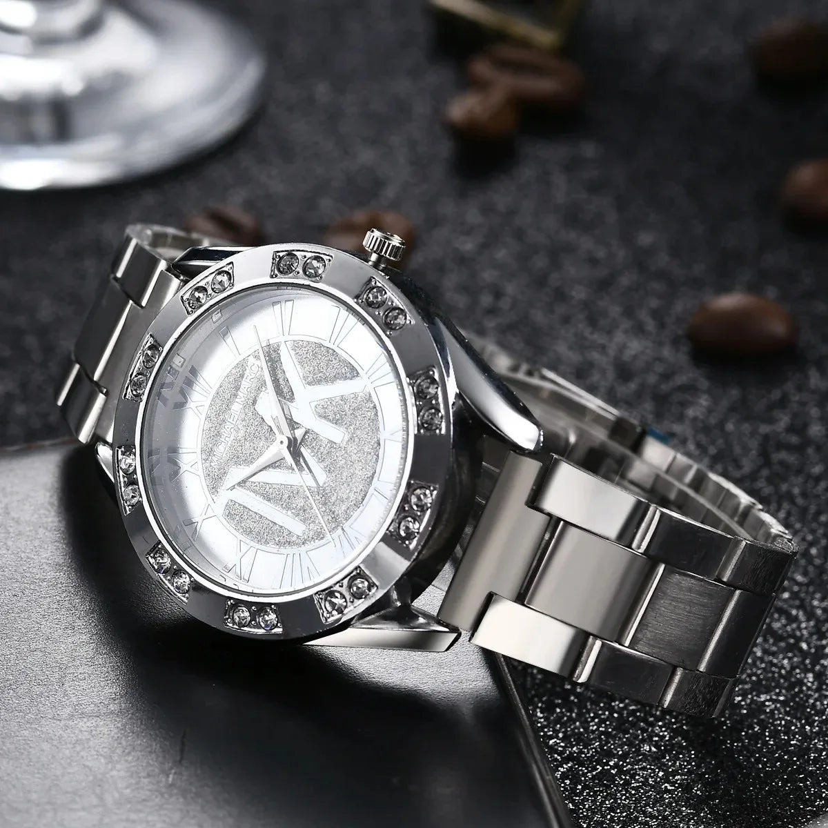 Brand Gold  Stainless Steel  MK Women wrist clock