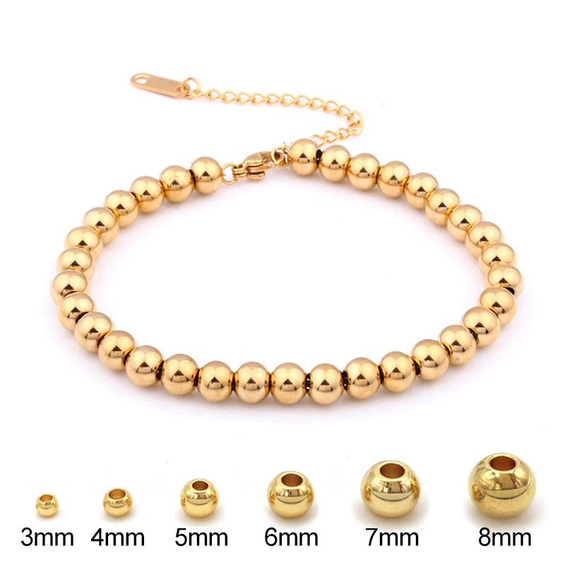 316L Stainless Steel Gold Silver Color Bead Chain Bracelets Jewelry