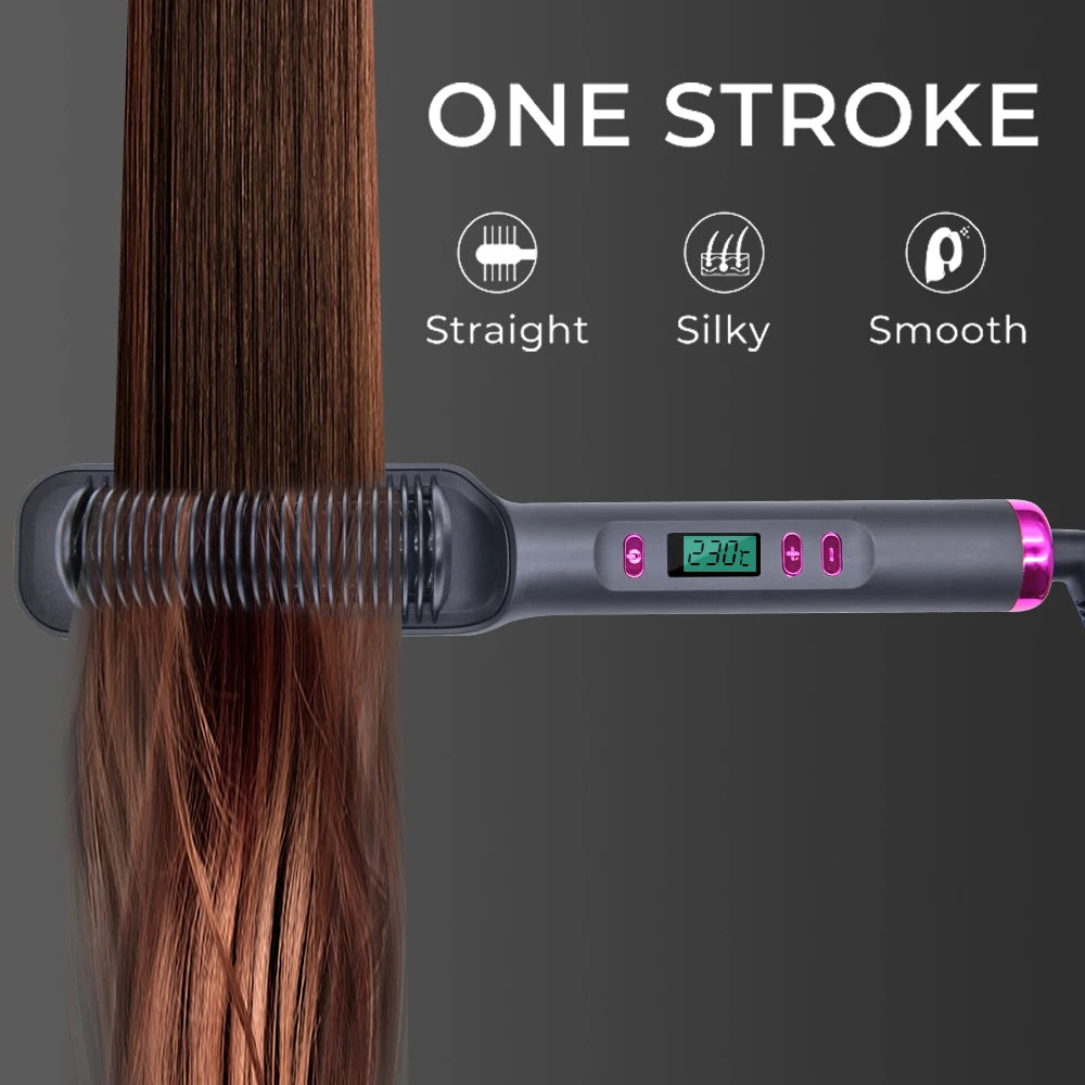 Electric Hot Comb Multifunctional Straight Hair Straightener Comb Negative Ion Anti-Scalding Styling Tool Straightening Brush