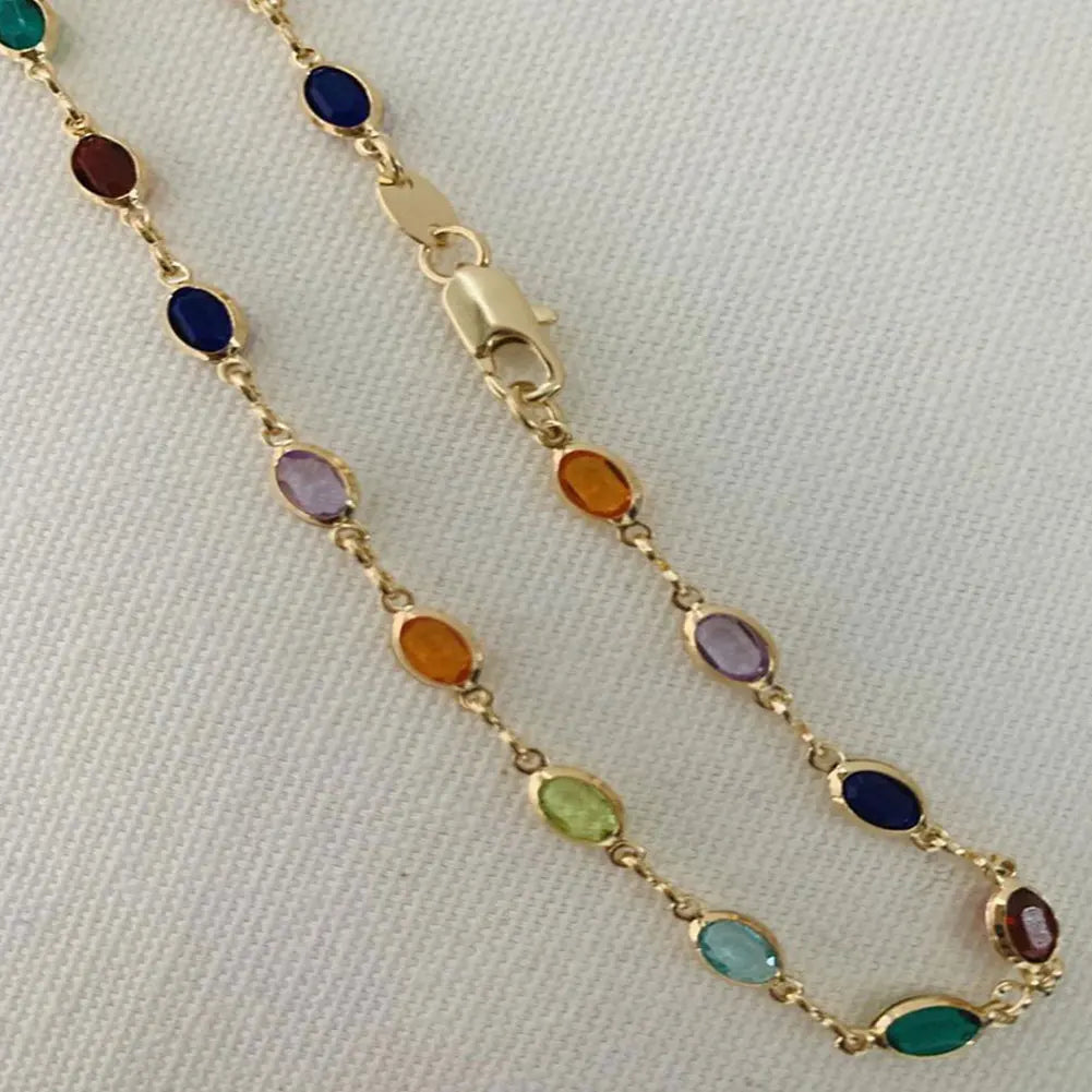 Rainbow Color Crystal Anklets Bracelets