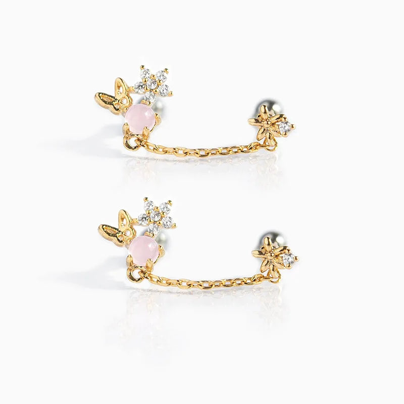 New Ins Inlaid Zircon Bear Cloud Earring Simple Cute Real Gold-plated Color Zircon Bear Earrings For Women Girls Fashion Jewelry