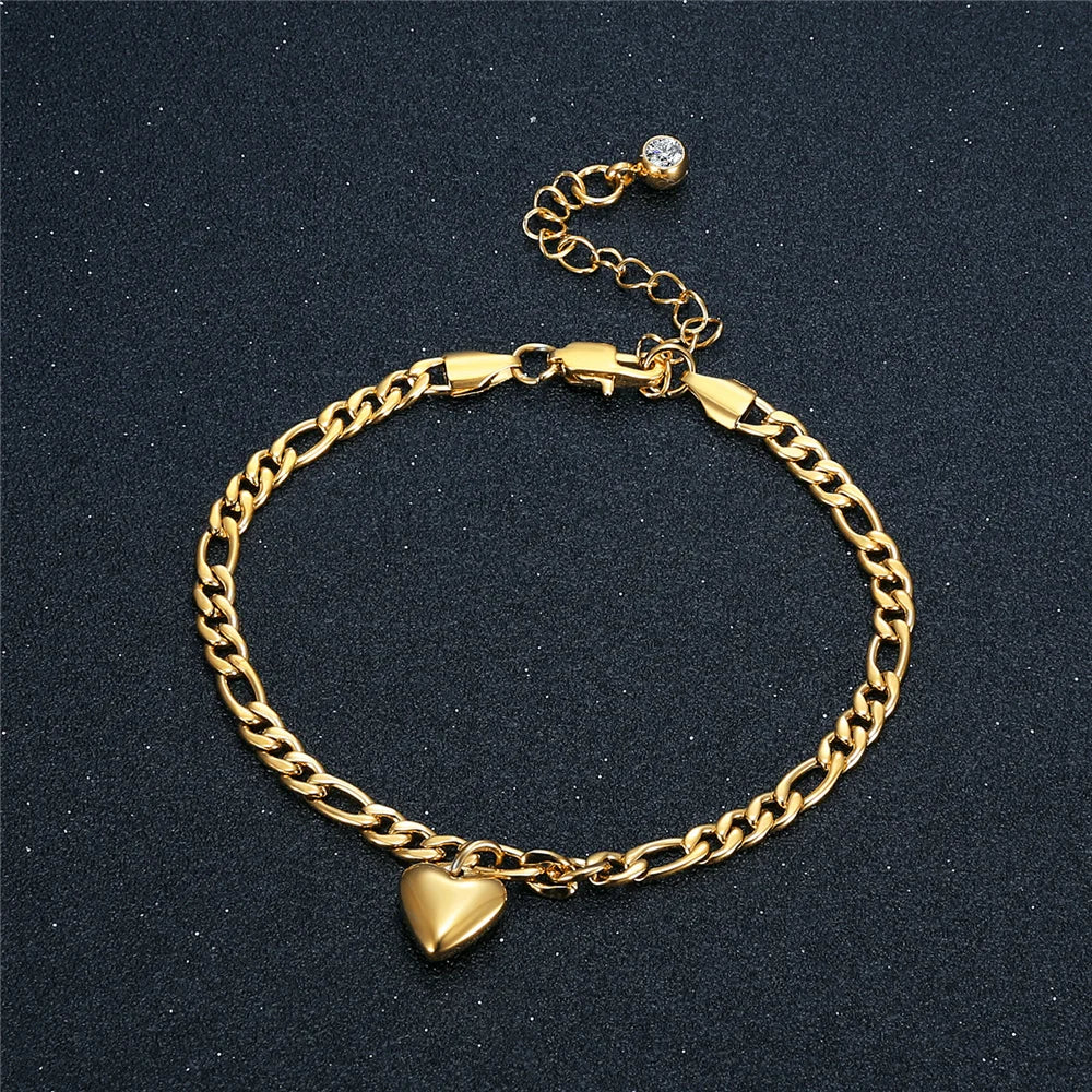 Anklets For Woman Gold Color Stainless Steel Cuban