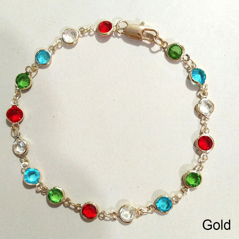 Rainbow Color Crystal Anklets Bracelets