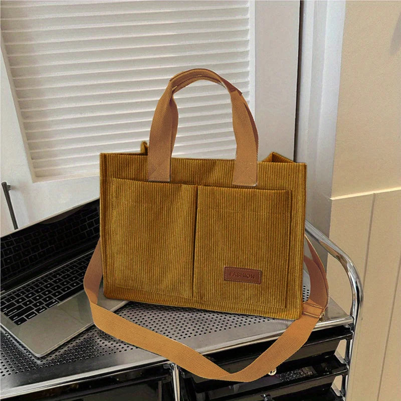 Women's Corduroy Tote Bag Large Capacity