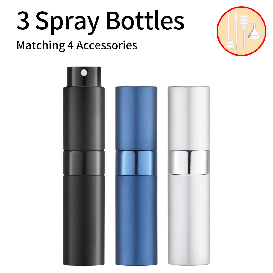 3pcs+4 Accessories 8ML Perfume Spray Bottle