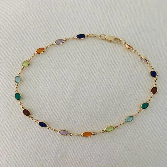 Rainbow Color Crystal Anklets Bracelets