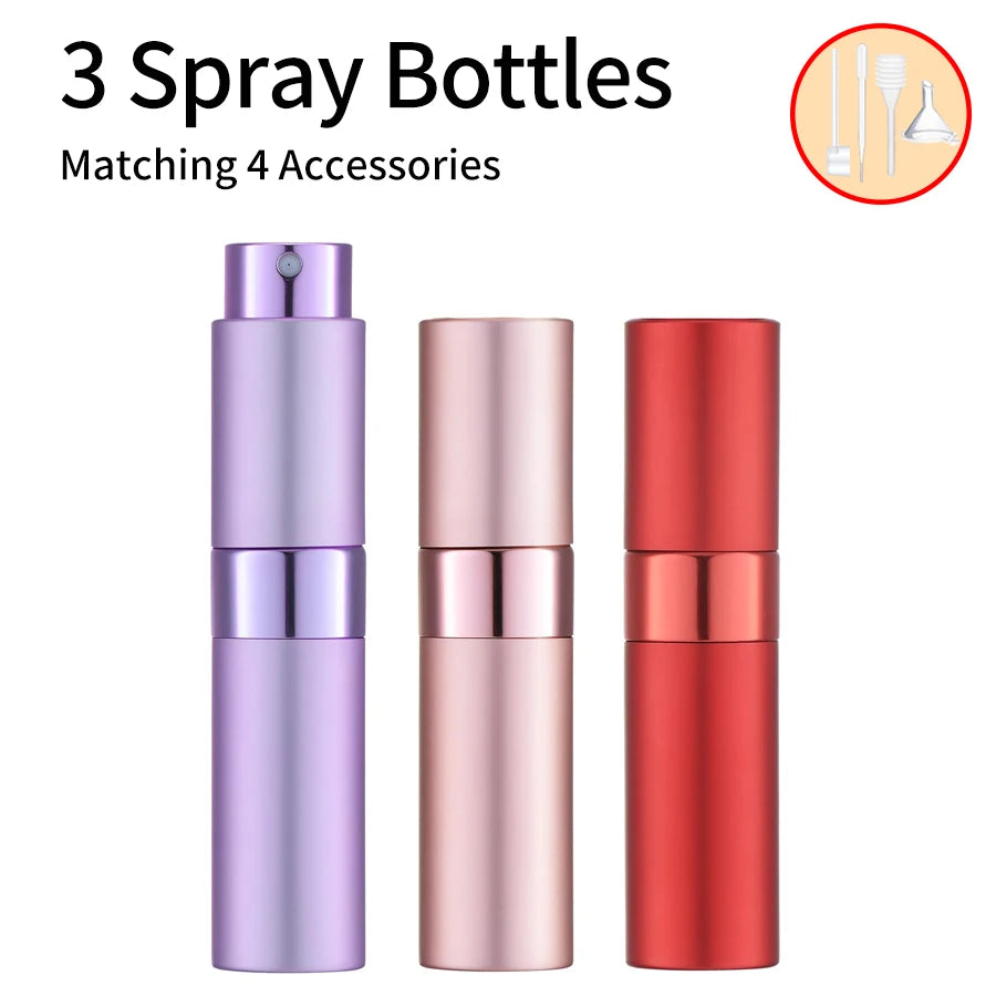 3pcs+4 Accessories 8ML Perfume Spray Bottle