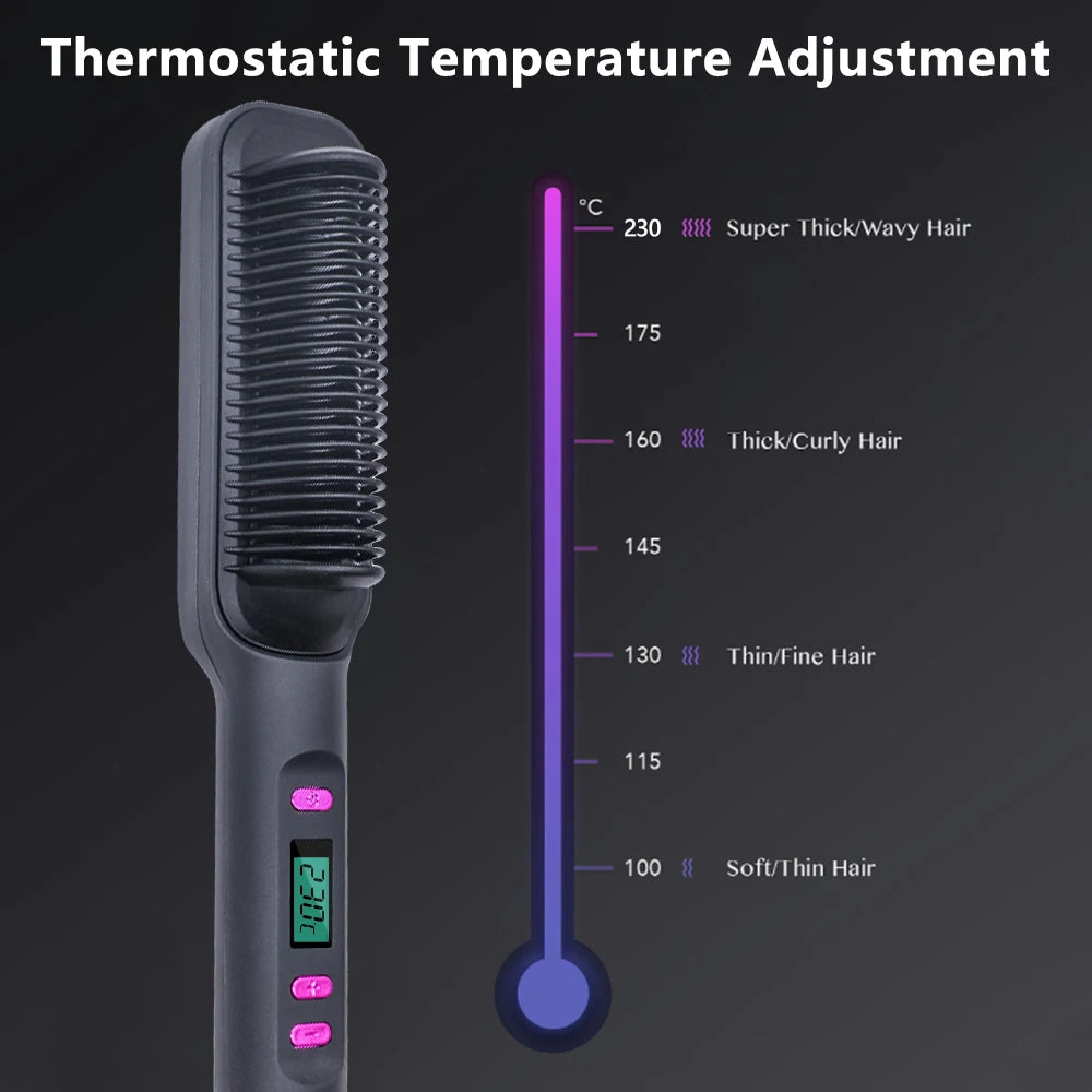 Electric Hot Comb Multifunctional Straight Hair Straightener Comb Negative Ion Anti-Scalding Styling Tool Straightening Brush