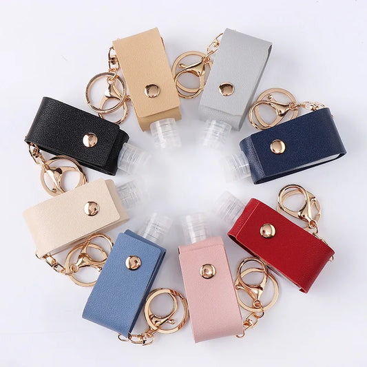 30ml Hand Sanitizer Bottle Mini Hands Leather Keychain