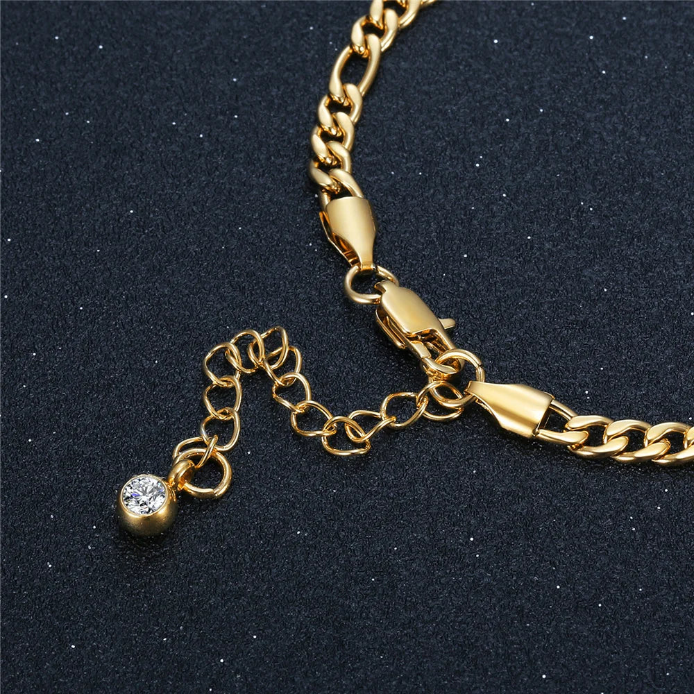 Anklets For Woman Gold Color Stainless Steel Cuban