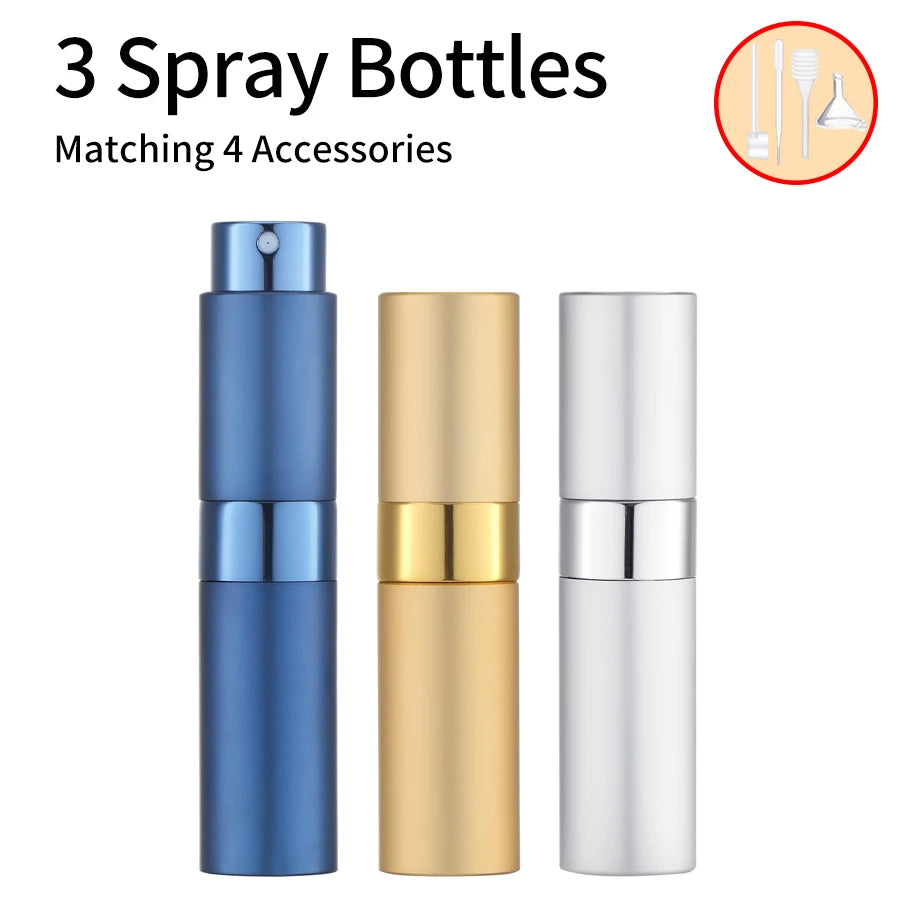 3pcs+4 Accessories 8ML Perfume Spray Bottle