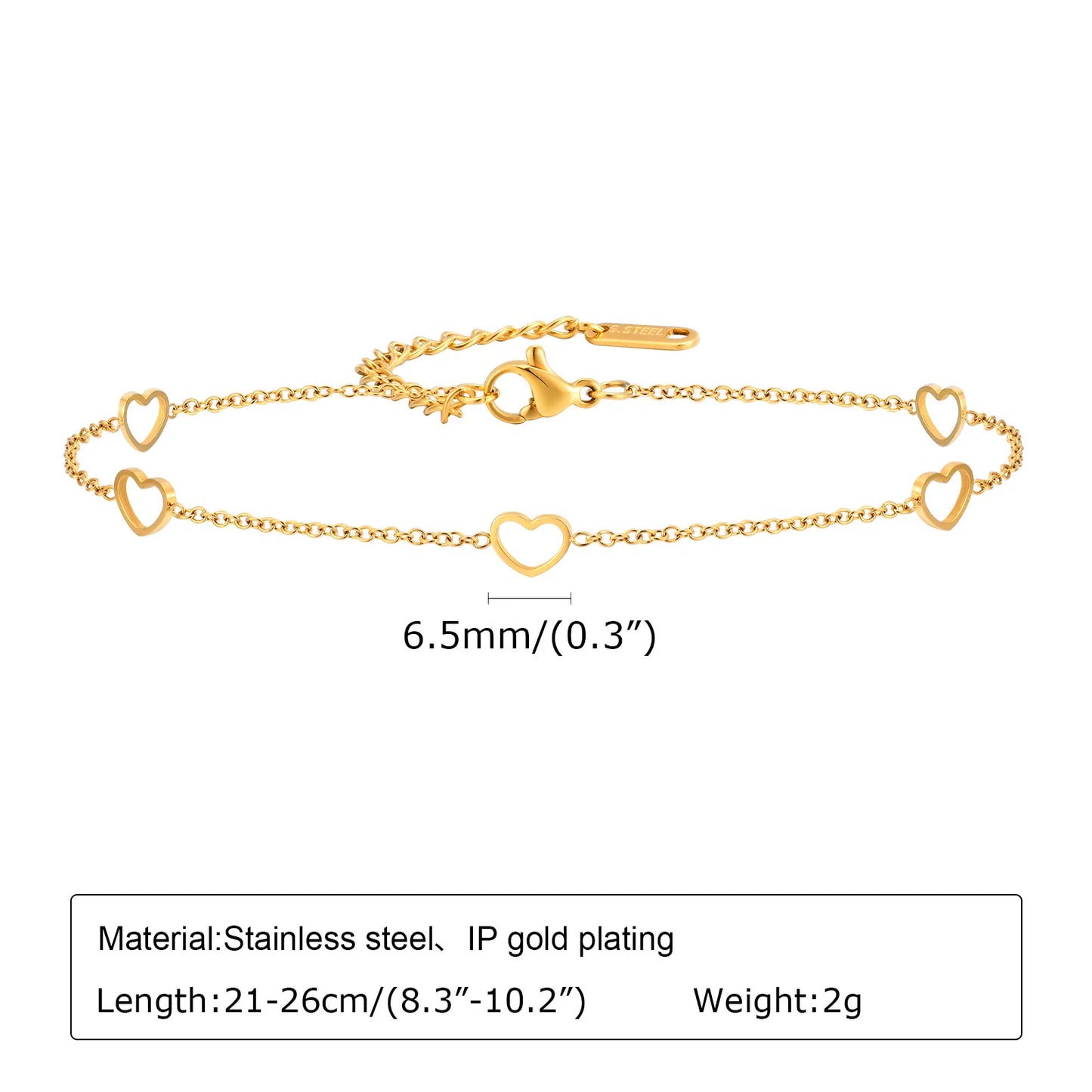 Heart Anklet Chain Bracelet for Women